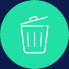 a simple white trash can illustration inside a green circle